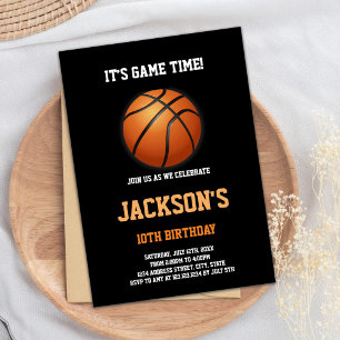 Editable Boys Slam dunk Sports Party Inbjudan