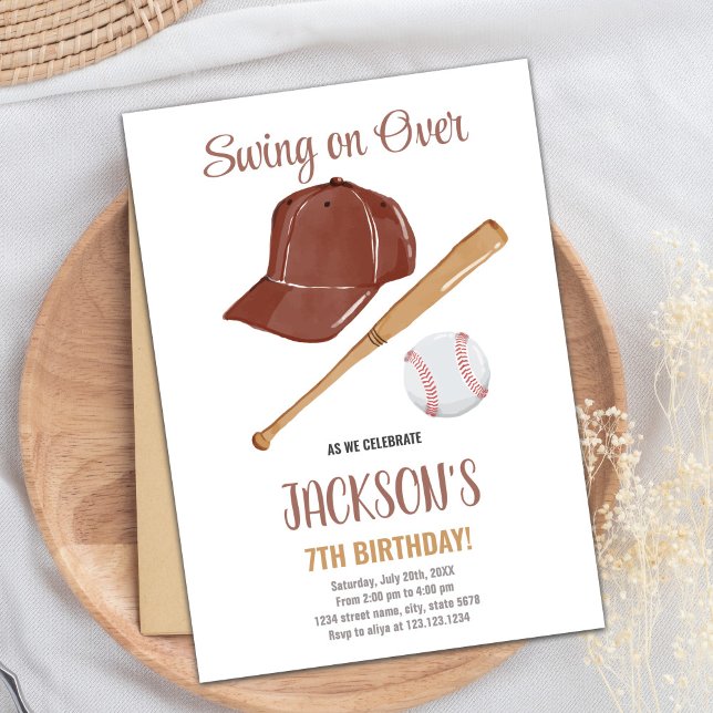 Editable Boys Sports Party Card med Red Stitch De Inbjudningar (Baseballs Birthday Invitations)
