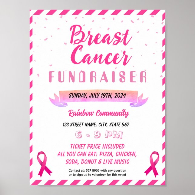 Editable Breast Cancer Benefit Fundraiser-mall Poster (Framsidan)