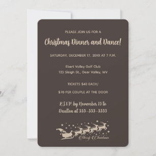 Editable Brown Classy Santa Sleigh och Reindeer Inbjudningar