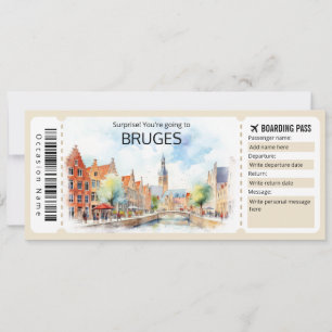 Editable Brygge Flygplan biljett, Belgien Resa Inbjudningar