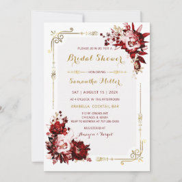 Editable Burgundy och Guld Möhippa Inbjudningar