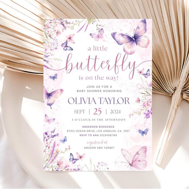 Editable Butterfly Baby Shower Invitation, Pink Inbjudningar (Skapare uppladdad)