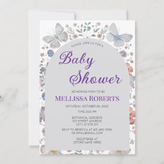 Editable Butterfly Theme Baby Shower Invitation Inbjudningar