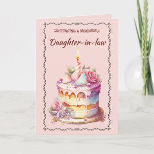 Editable Cake and Candle Birthday Kort