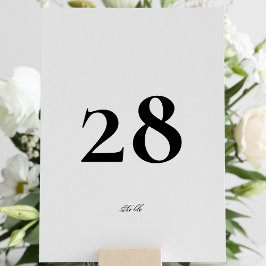 Editable Calligraphy Elegant White Black Bröllop Bordsnummer