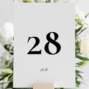 Editable Calligraphy Elegant White Black Bröllop Bordsnummer