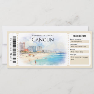Editable Cancun Flygplan Boarding Pass Biljett Inbjudningar