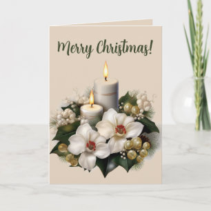 Editable Candles Flowers och Pärlor jul Kort