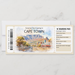 Editable Cape Town Flygplan biljett, Kapstaden Res Inbjudningar