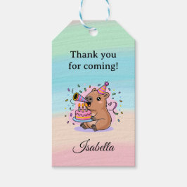 Editable Capybara Birthday Sticker Cute Kids Party Presentetikett