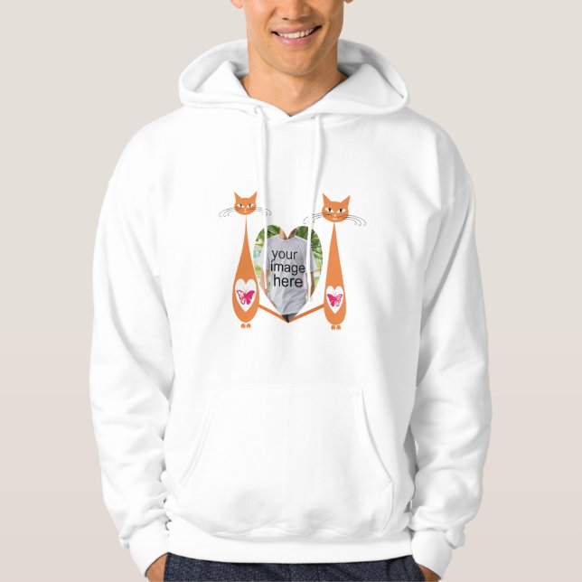 Editable Cat Kärlek Heart Anpassad design Hoodie (Framsida)