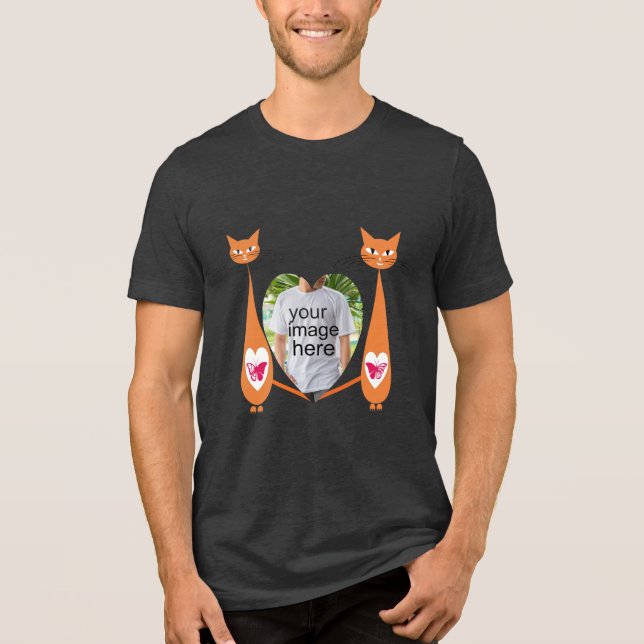 Editable Cat Kärlek Heart Anpassad design T Shirt (Framsida)