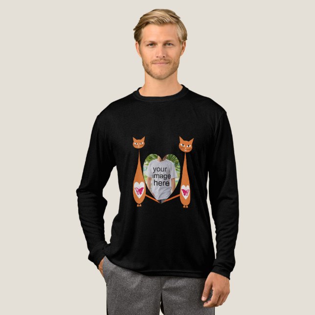 Editable Cat Kärlek Heart Anpassad design T Shirt (Hel framsida)