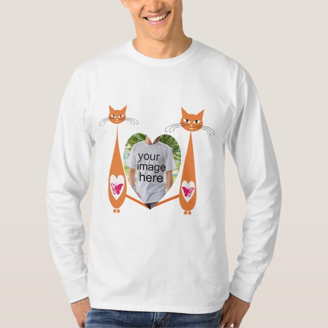 Editable Cat Kärlek Heart Anpassad design T Shirt (Framsida)