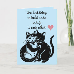 Editable Cats Hugger Valentindagen Kort