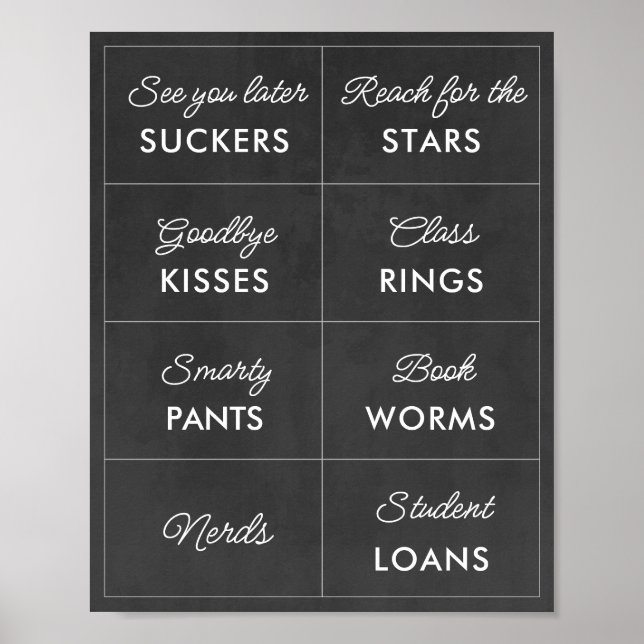 Editable Chalkboard Studenten Candy Pub Signs Poster (Framsidan)