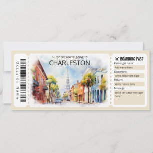 Editable Charleston Flygplan biljett, South Caroli Inbjudningar
