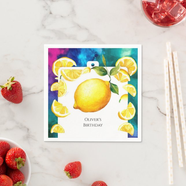 Editable Children Lemon Birthday Pappersservett (Insitu)