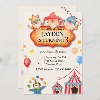 Editable Circus Birthday Invitation Inbjudningar