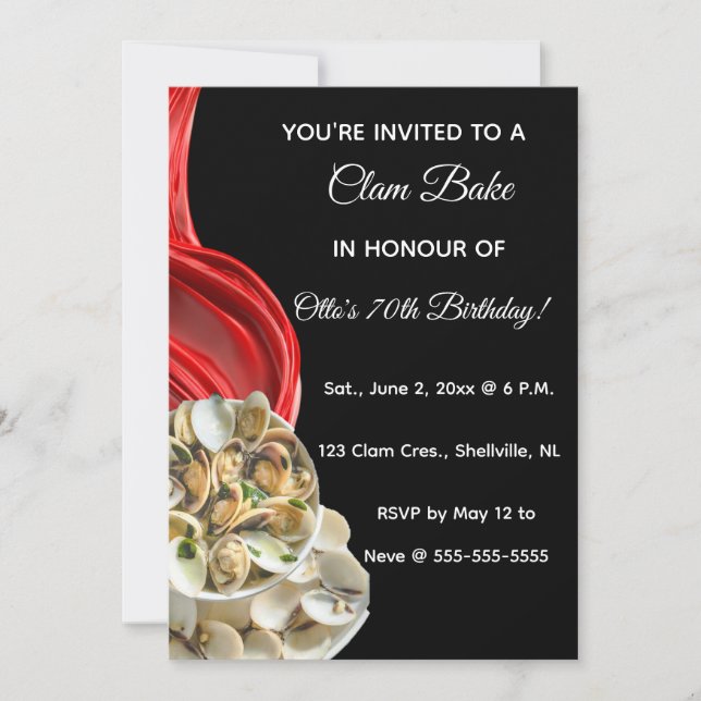 Editable Clam Bake Invitations Inbjudningar (Framsida)