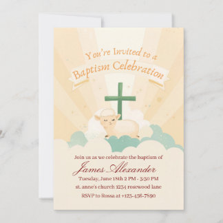 Editable Classic Baby Baptism  Inbjudningar