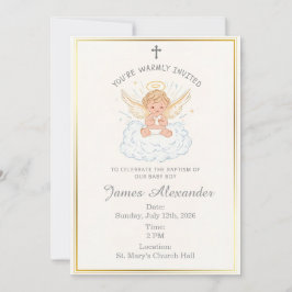 Editable Classic Baby Baptism Invitation Inbjudningar