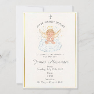 Editable Classic Baby Baptism Invitation Inbjudningar