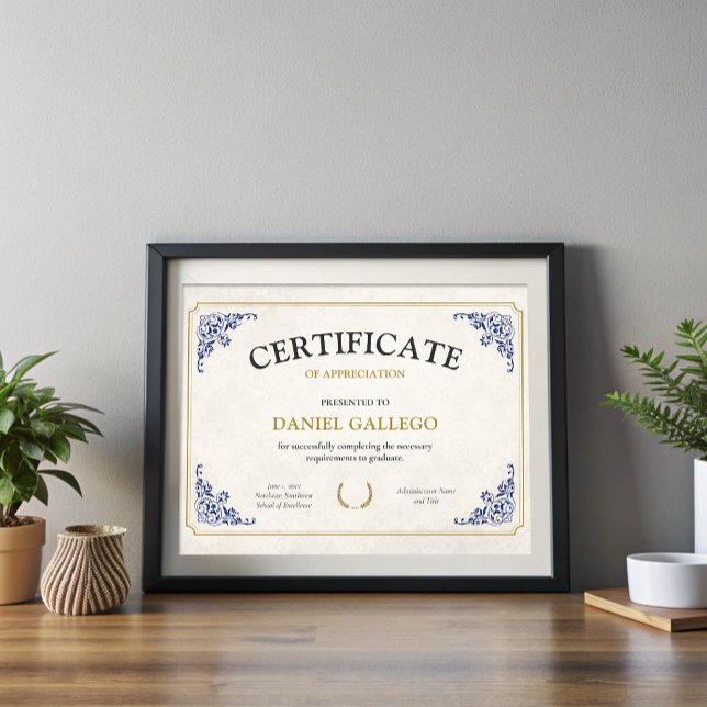 Editable Classic Certificate of Studenten Award (Editable Classic Certificate of Graduation Award)