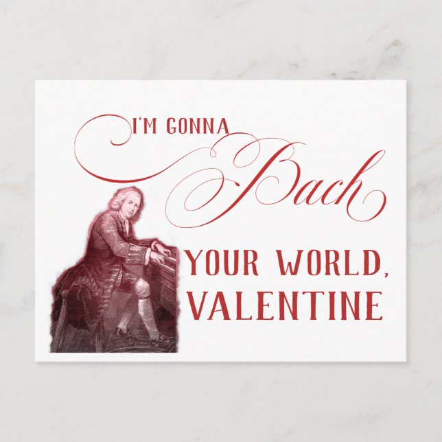 EDITABLE ClassiLE Music w/ Bach Valentine Card Helg Vykort (Framsida)