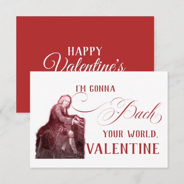 EDITABLE ClassiLE Music w/ Bach Valentine Card Inbjudningar (Fram/baksida)