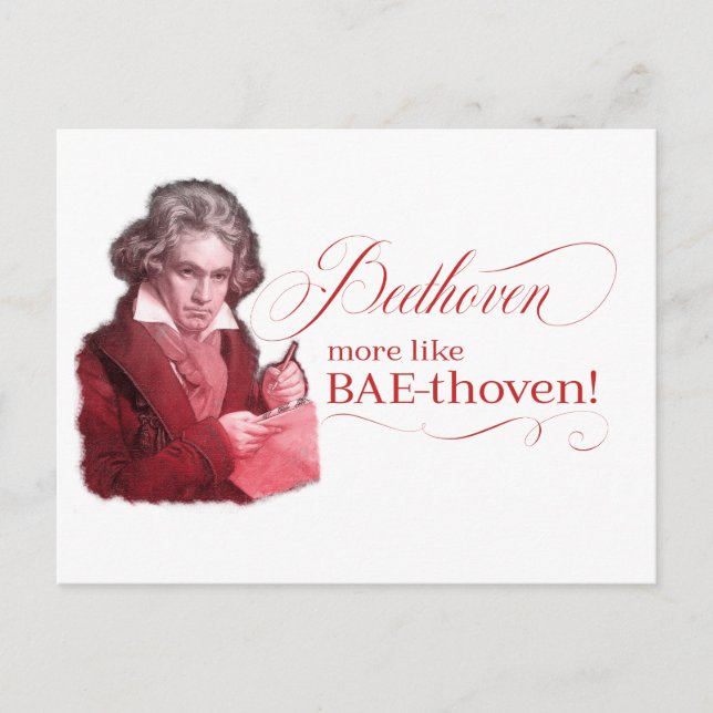 EDITABLE ClassiLE Music w/ Beethoven Valentine Helg Vykort (Framsida)