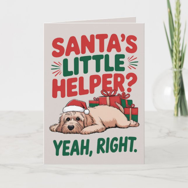 EDITABLE Cockapoo Rolig hund julkort Helgkort (Framsida)
