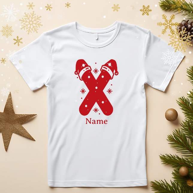 Editable Color Christmas Monogram Custom Name T Shirt (Skapare uppladdad)
