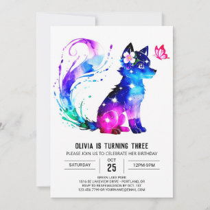 Editable Colorful Varg Digital Girl Birthday Inbjudningar