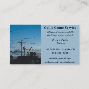 Editable Construction Crane Services Visitkort