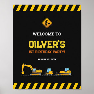 Editable Construction Lastbilar Välkomstsignens Pa Poster