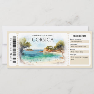 Editable Corsica Flygplan-boardingpass Biljett Inbjudningar