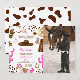 Editable Cowgirl Birthday Photo-inbjudan Inbjudningar
