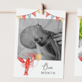 Editable Crawfish Monthly Photo Banner Card Inbjudningar
