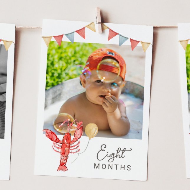 Editable Crawfish Monthly Photo Banner Card Inbjudningar (Skapare uppladdad)