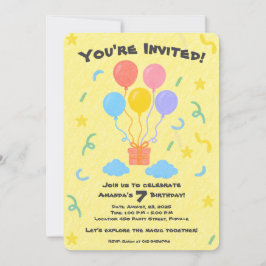 Editable Crayon Stil - Blegon Bash Birthday Inbjudningar