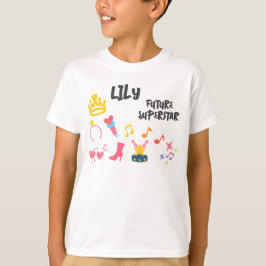 Editable Crayon Stil - Pop Star Diva Birthday Kid T Shirt