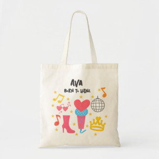 Editable Crayon Stil - Pop Star Diva Birthday Tygkasse