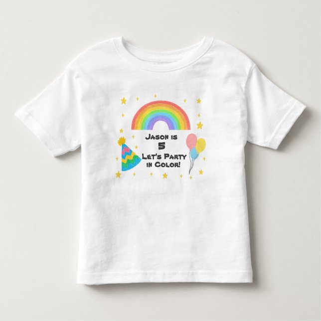 Editable Crayon Stil - Rainbow Firande T Shirt (Framsida)