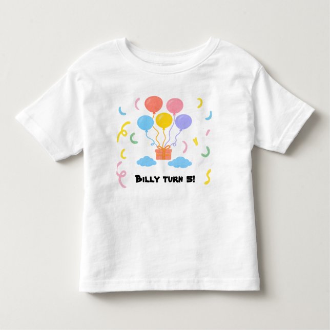 Editable Crayon Style – Balloon Bash Toddler T Shirt (Framsida)
