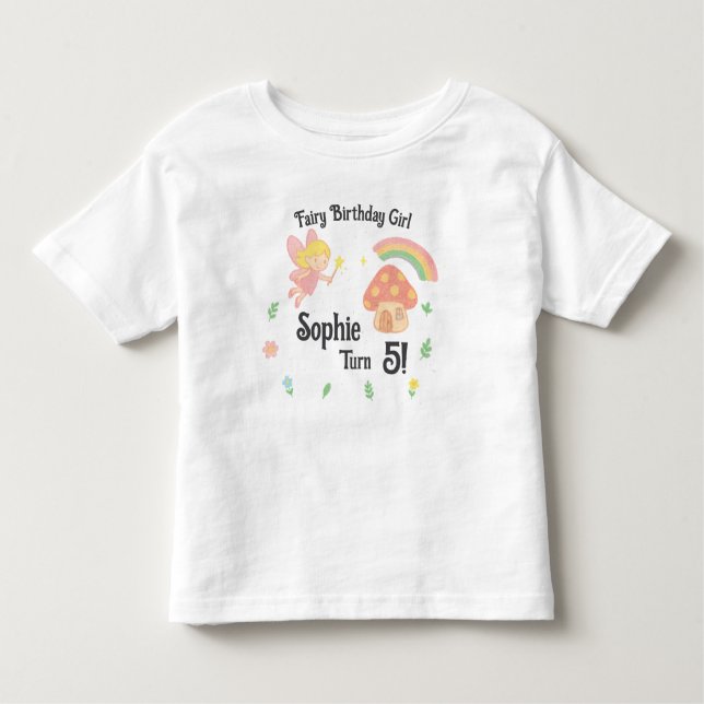 Editable Crayon Style – Fairy Mushroom Forest T Shirt (Framsida)