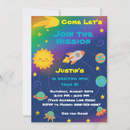 Editable Crayon Style – Solar System Birthday Inbjudningar