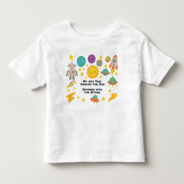 Editable Crayon Style – Trip-Around-the-Sun T Shirt (Framsida)