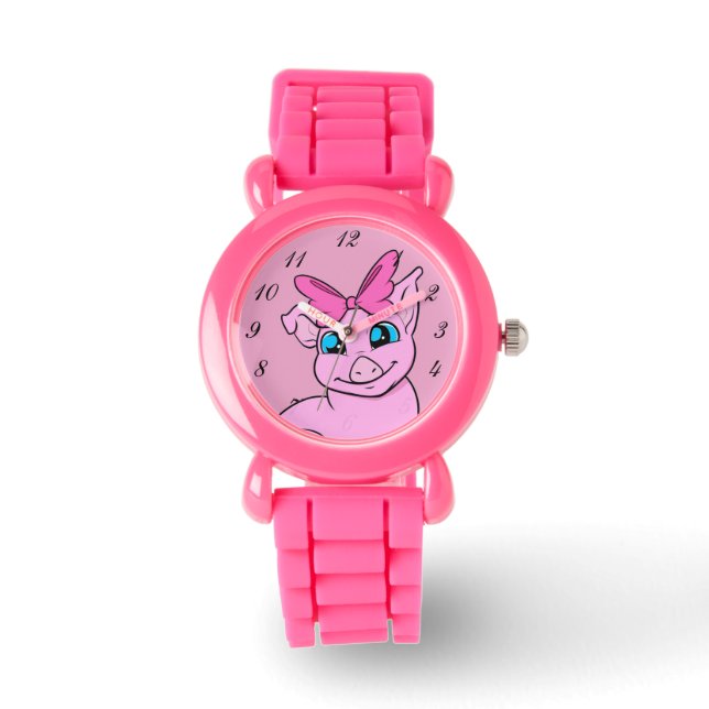 Editable Cute Girl Gris Rosa Watch Armbandsur (Framsida)